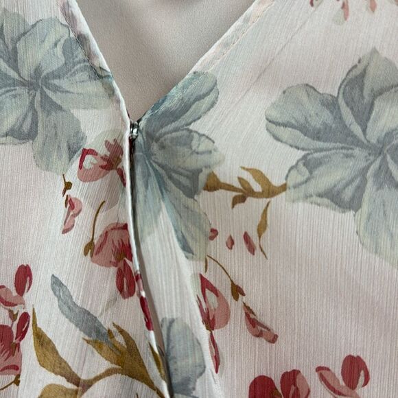 Vice Camuto Double Layer Sheer Peplum Top with Bell Sleeves Floral XS - Picture 5 of 8